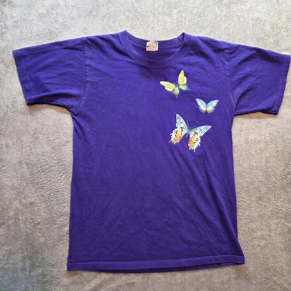 Yazbek Shirt Mens S Purple Butterfly Death Is Temporary Graphic Print T-Shirt